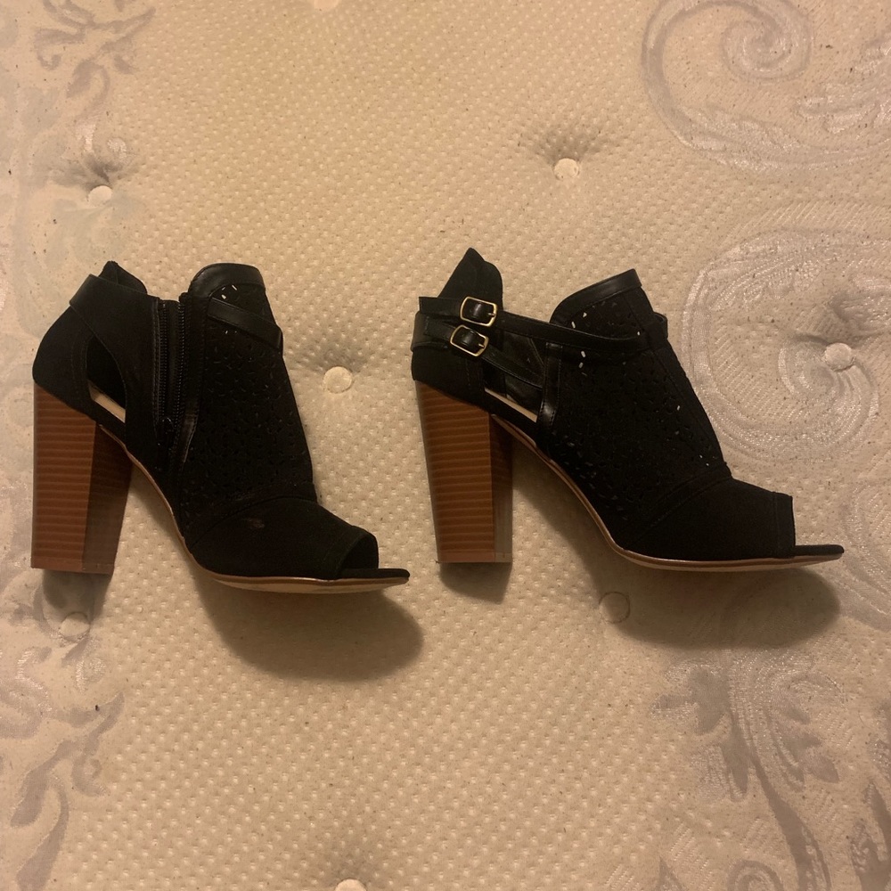 Black ankle booties.